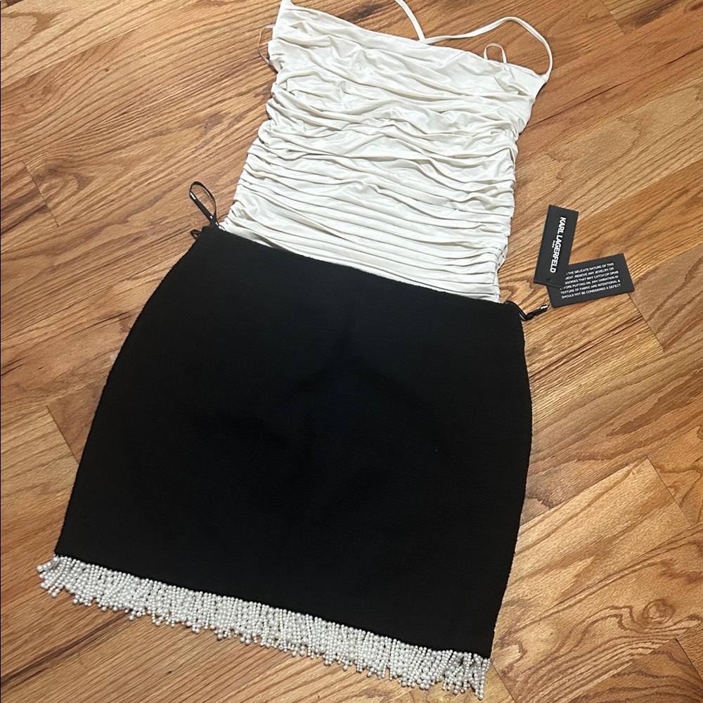 Karl Lagerfeld Pearl beaded black skirt